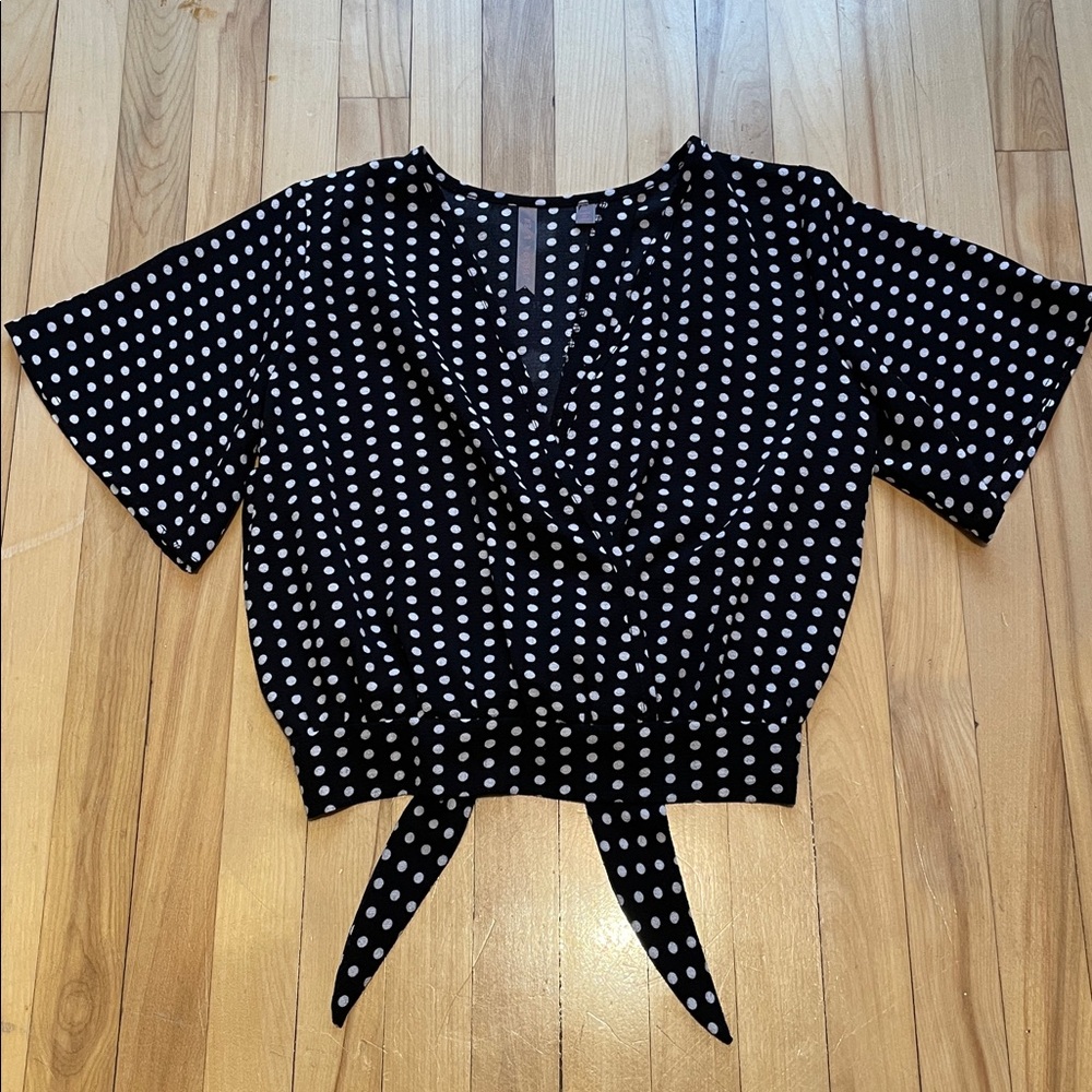 Brina & Em Black and White Polka Dot Blouse